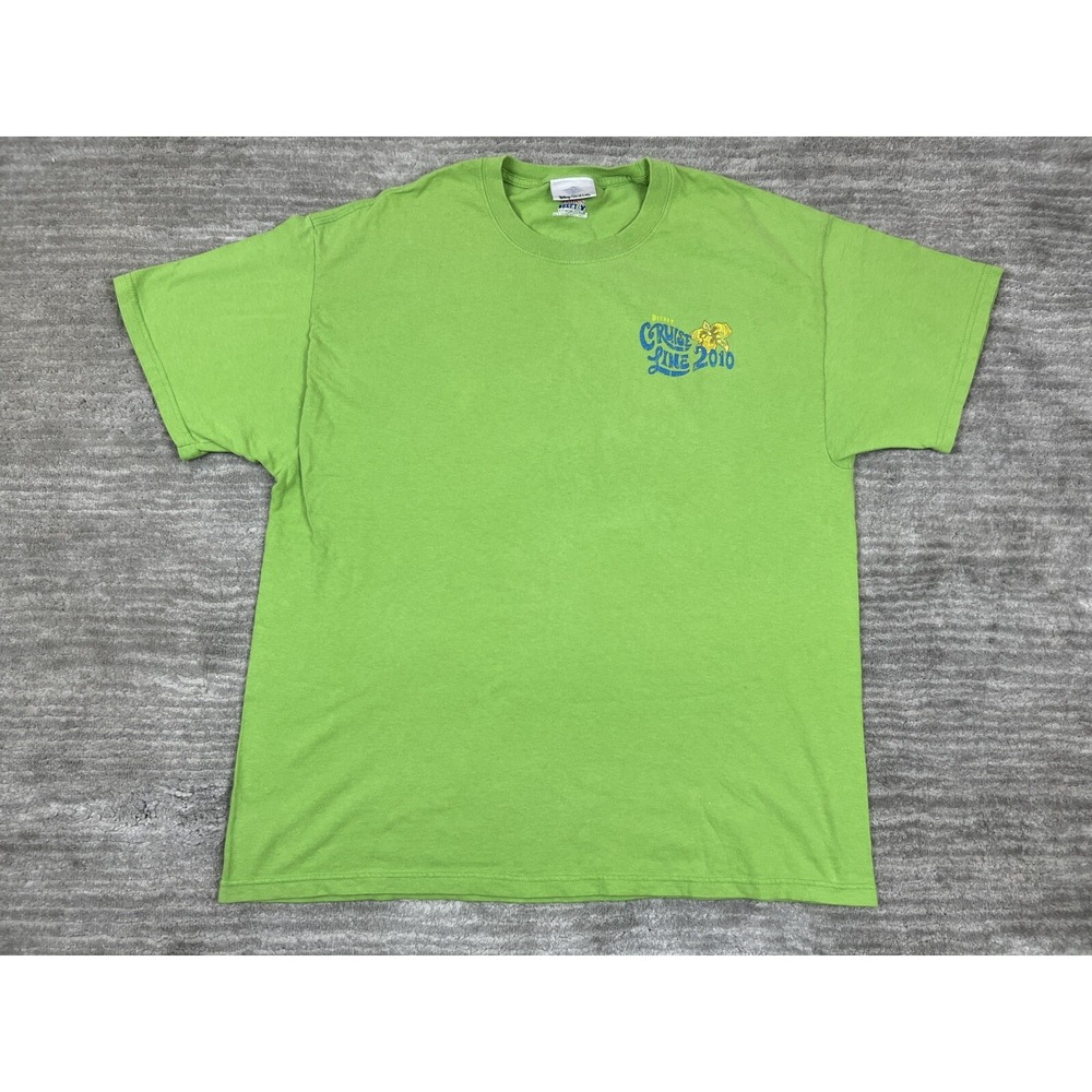 Disney Cruise Line T-Shirt Mens XL Green 2010 Mickey Mouse Beefy-T Graphic Tee